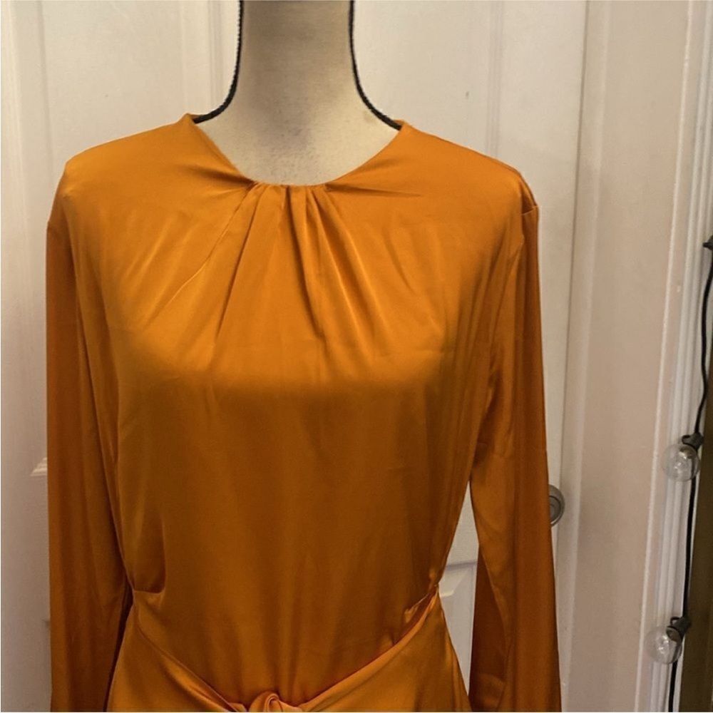 Hello Molly Vibrant Orange Long Sleeve Dress, US4 - Picture 6 of 12
